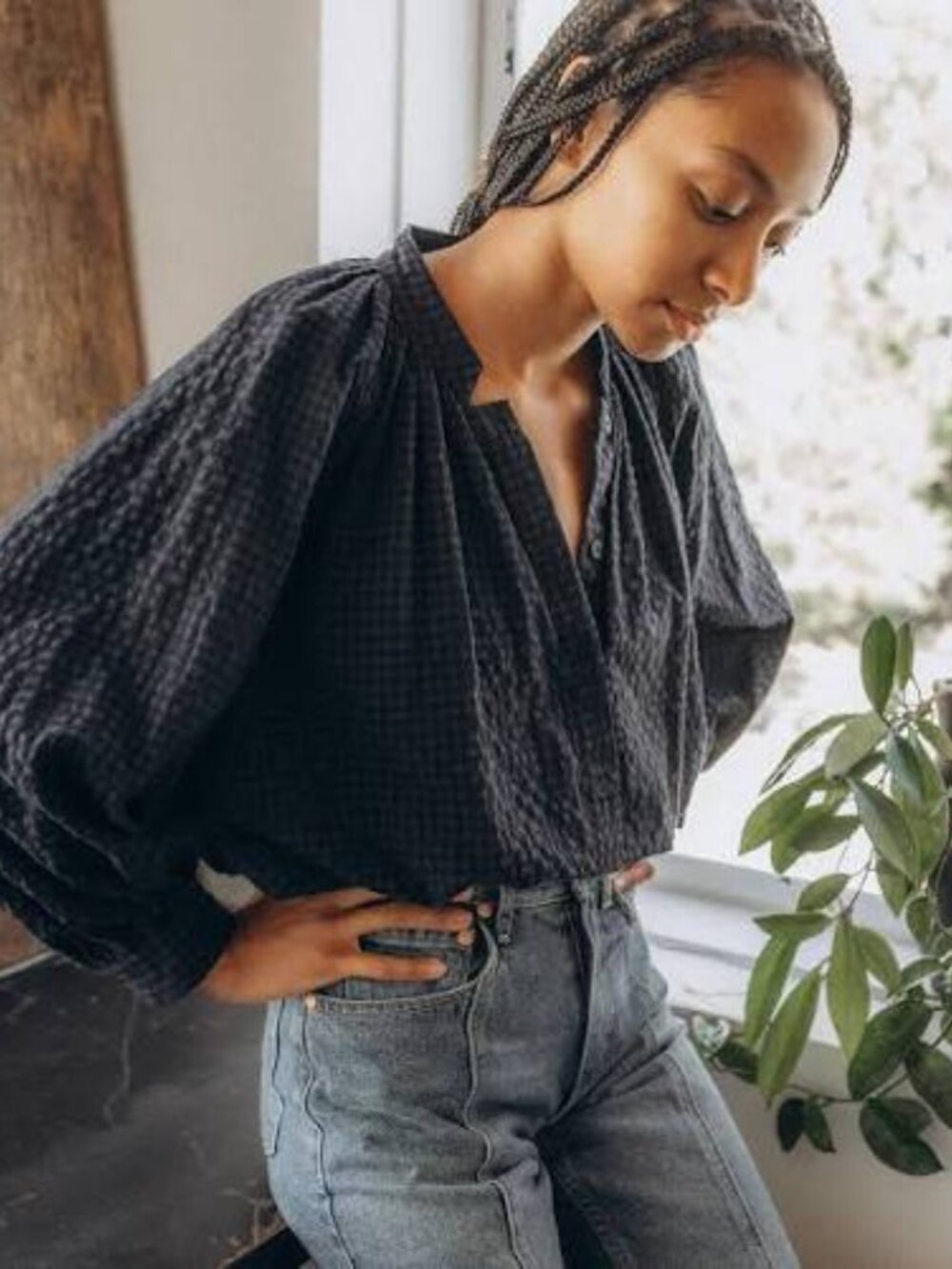 Liza Top in Textured Gingham